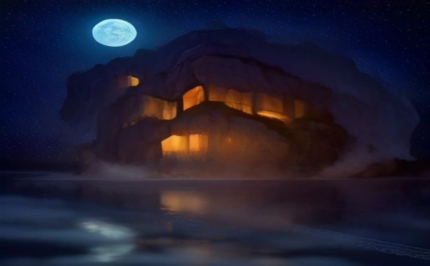 夜生活导航平台数据看板截图风格插画，展示城市夜间场景资讯分类统计图表，深色背景金色数字高亮，氛围专业沉稳